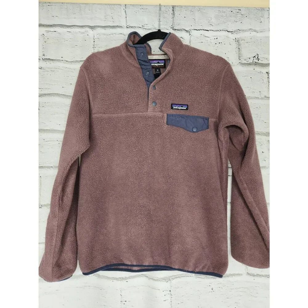 Patagonia Synchilla Purple Pullover Snap Jacket Womens XS Fleece Coat